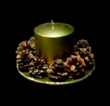 Cylinder Gold Pine Centerpiece – Candles -Relax